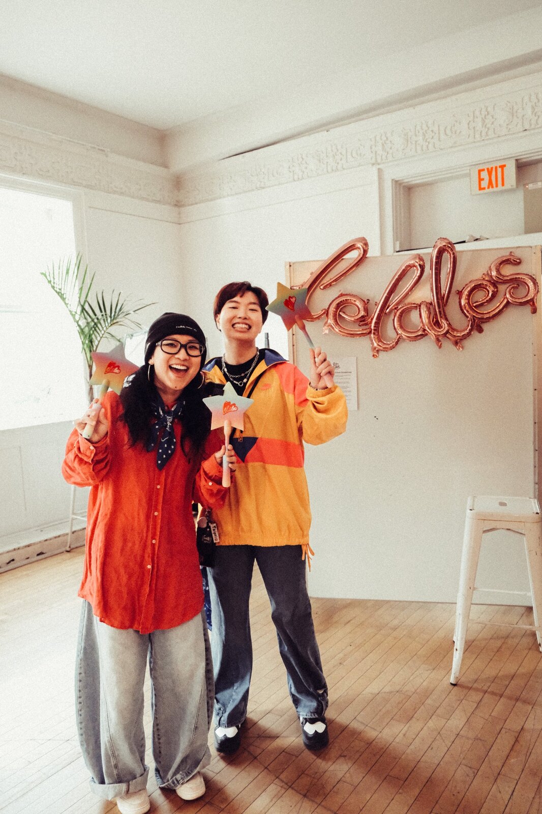 Ashley celebrating with a creative collaborator